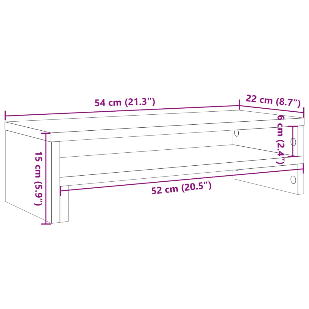 vidaXL Stojan na monitor dub artisian 54x22x15 cm kompozitné drevo