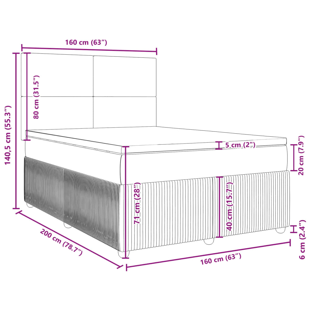 vidaXL Posteľný rám boxsping s matracom ružový 160x200 cm zamat