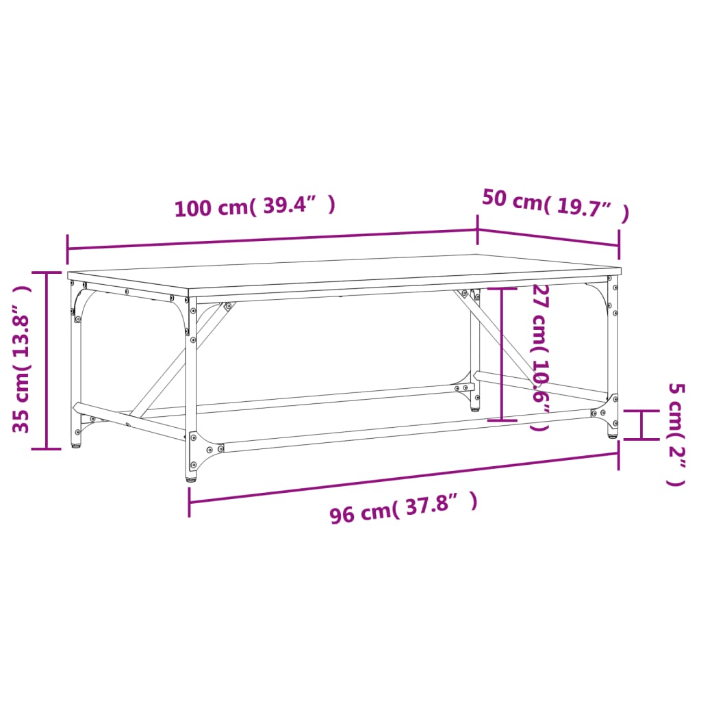 vidaXL Konferenčný stolík Hnedý dub 100x50x35 cm spracované drevo