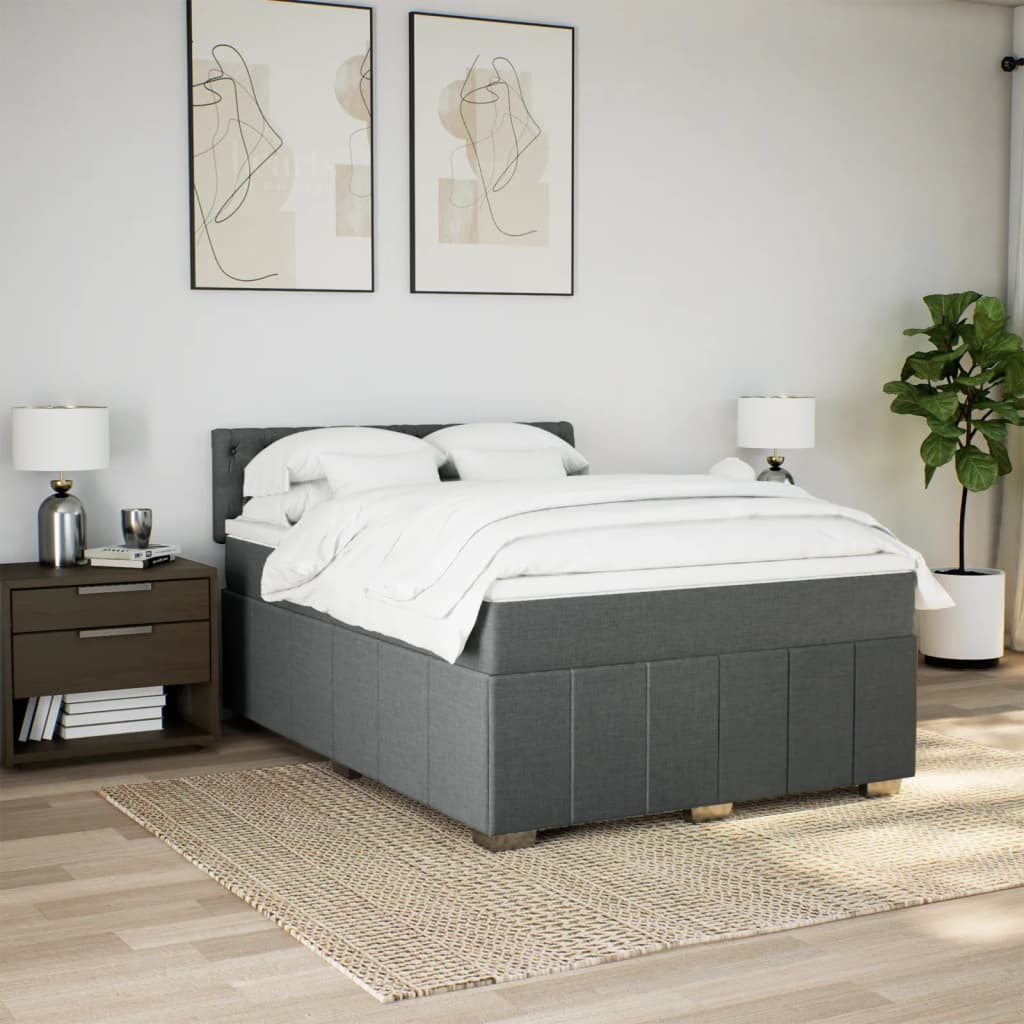 vidaXL Boxspring posteľ s matracom tmavosivá 140x200 cm látka