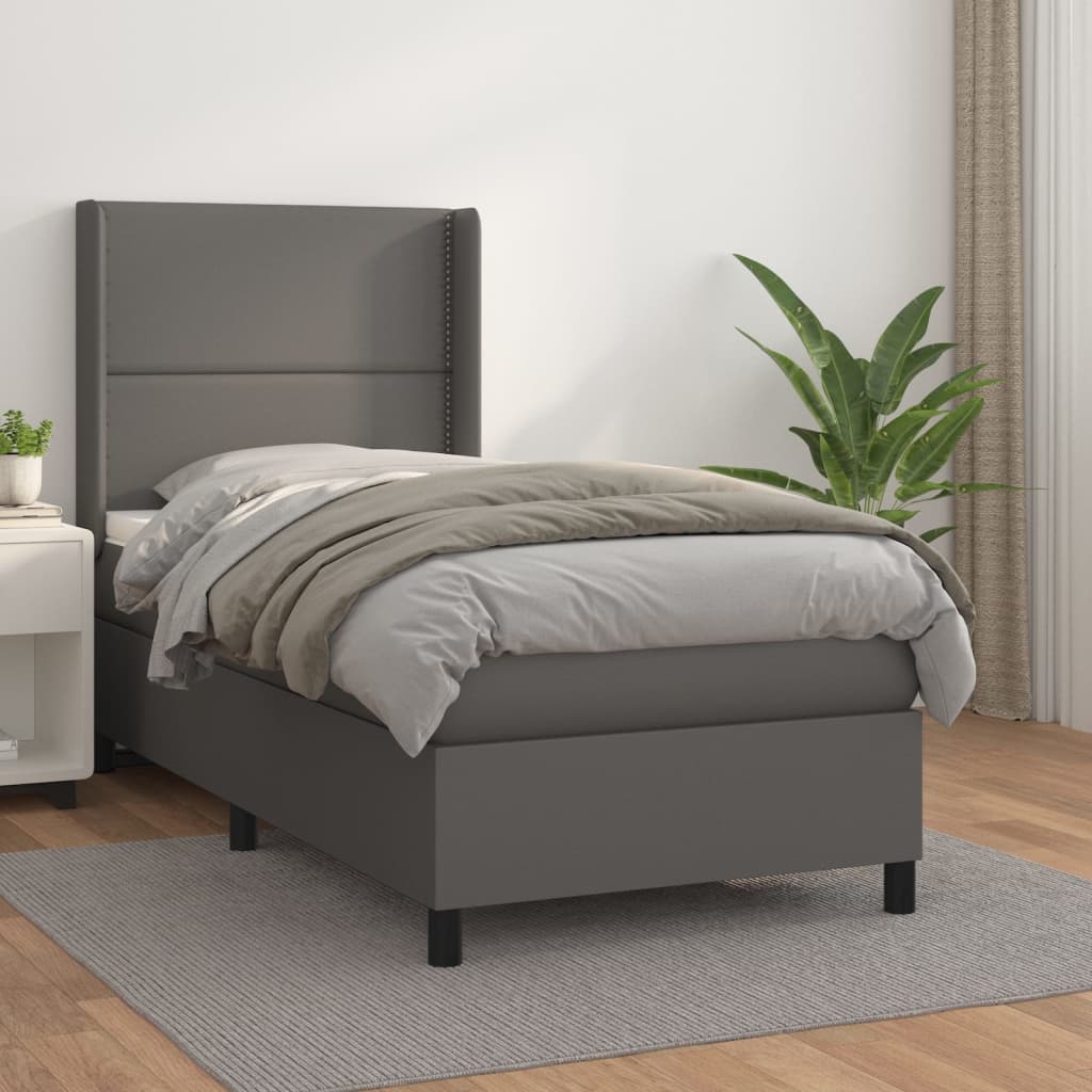 vidaXL Boxspring posteľ s matracom sivá 80x200 cm umelá koža