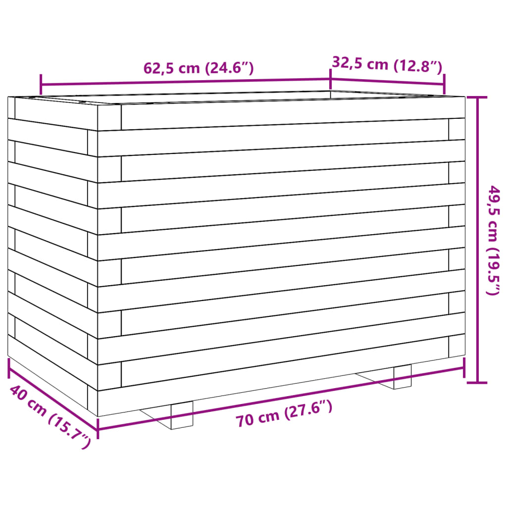 vidaXL Záhradný kvetináč 70x40x49,5 cm impregnovaná borovica