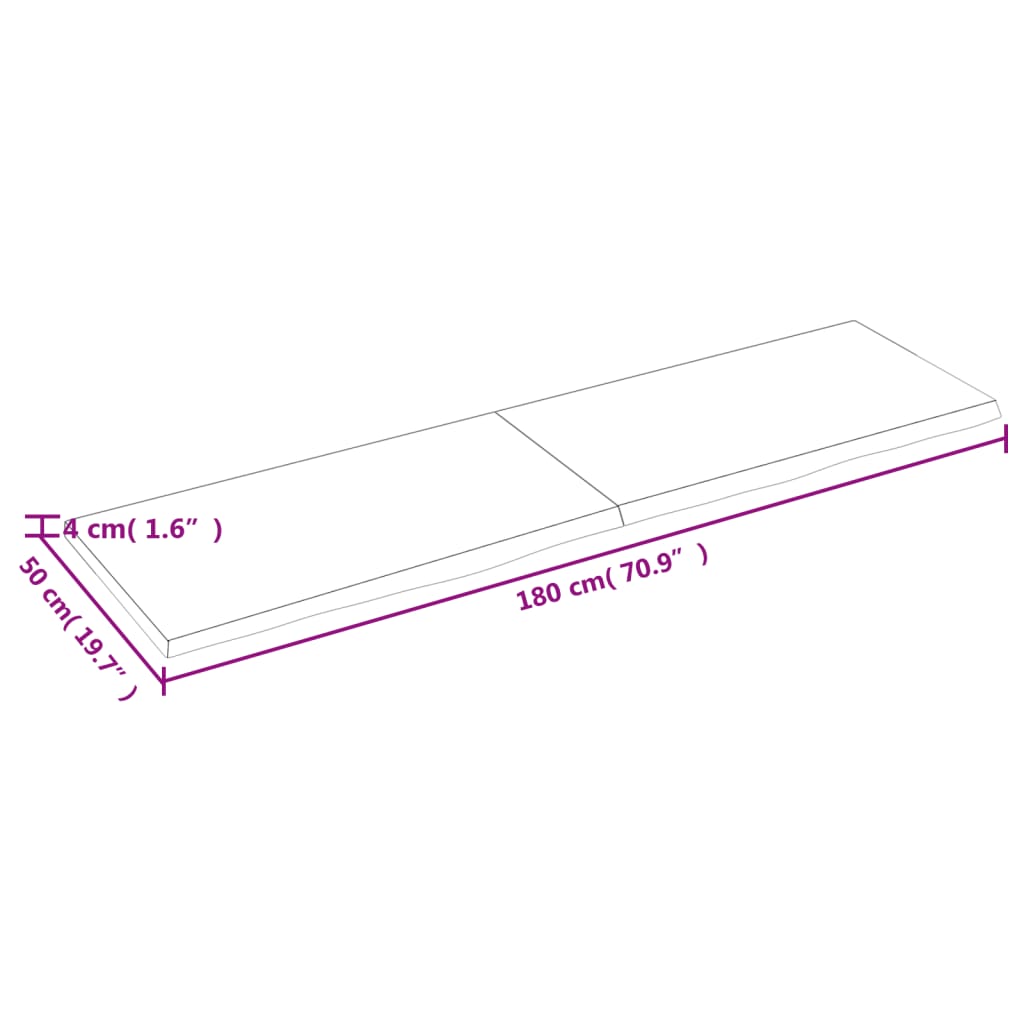 vidaXL Kúpeľňová doska 180x50x(2-4) cm neošetrený masív