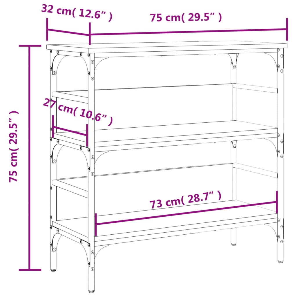 vidaXL Konzolový stolík dymový dub 75x32x75 cm kompozitné drevo