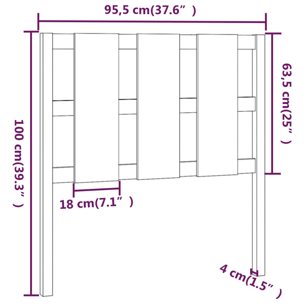 vidaXL Čelo postele medovo-hnedé 95,5x4x100 cm masívna borovica