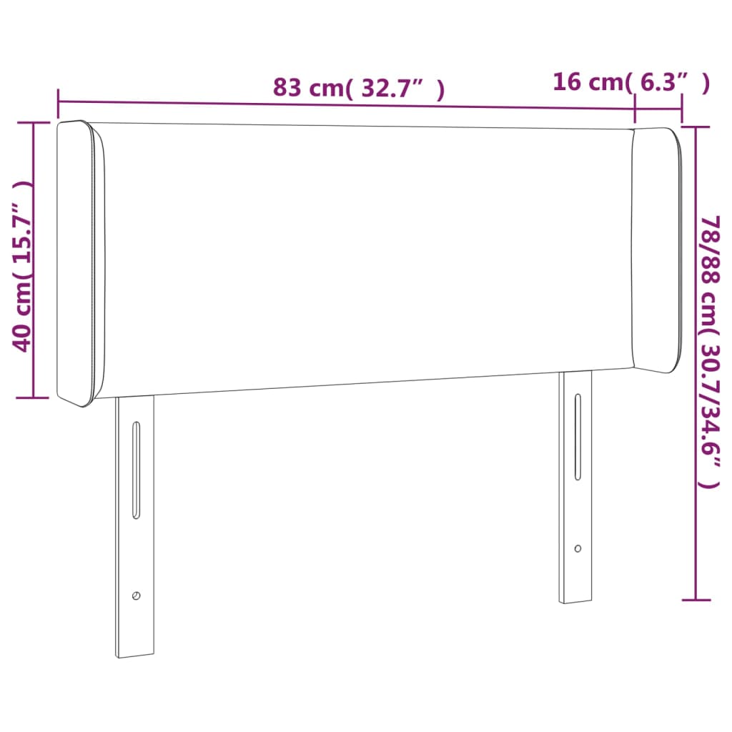 vidaXL Čelo postele s LED bledosivé 83x16x78/88 cm zamat