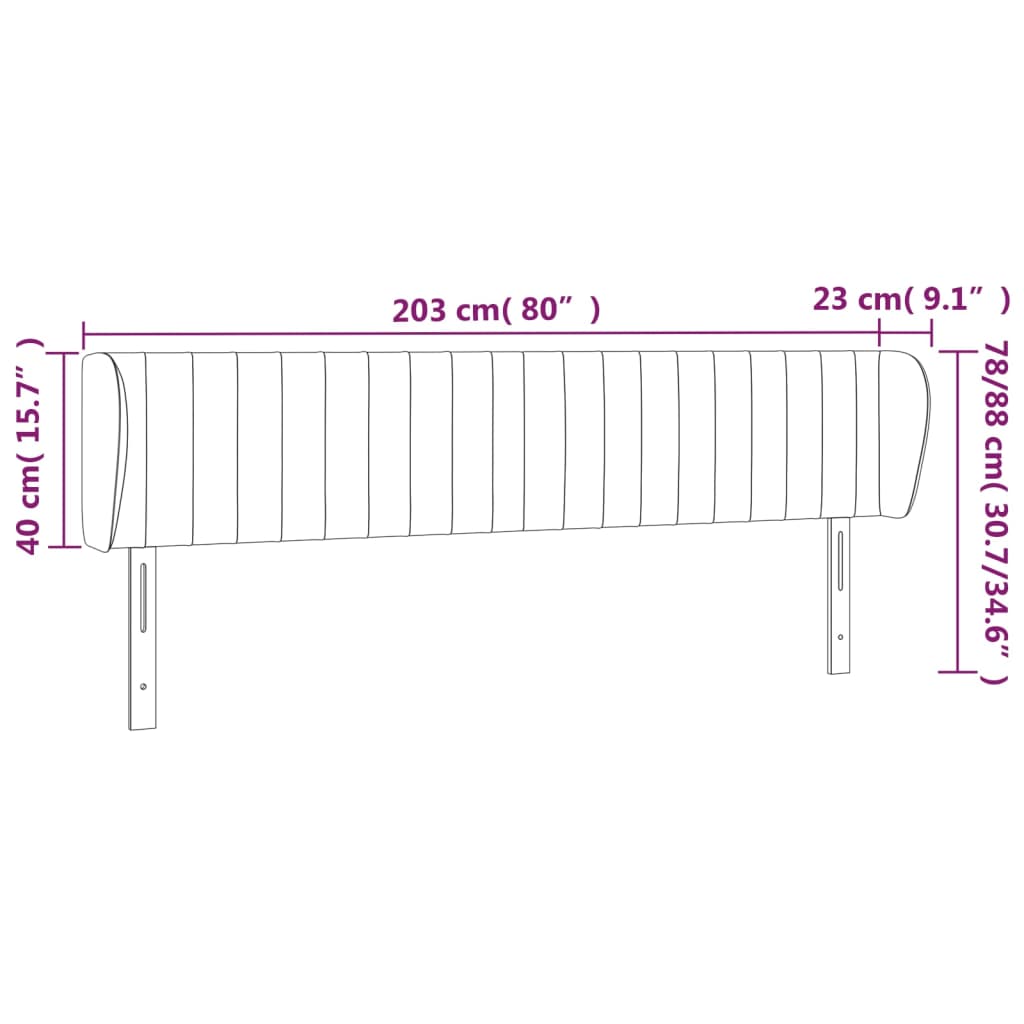 vidaXL Čelo postele so záhybmi bledosivé 203x23x78/88 cm zamat