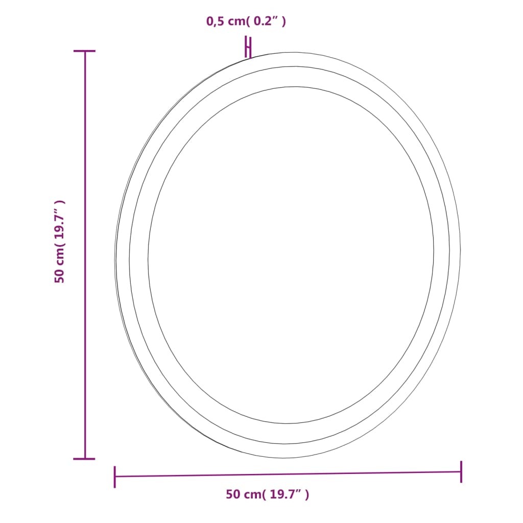 vidaXL LED kúpeľňové zrkadlo 50 cm okrúhle