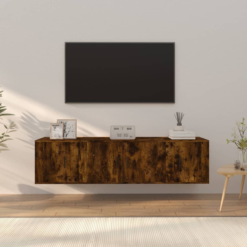 vidaXL 3-dielna súprava TV skriniek dymový dub spracované drevo