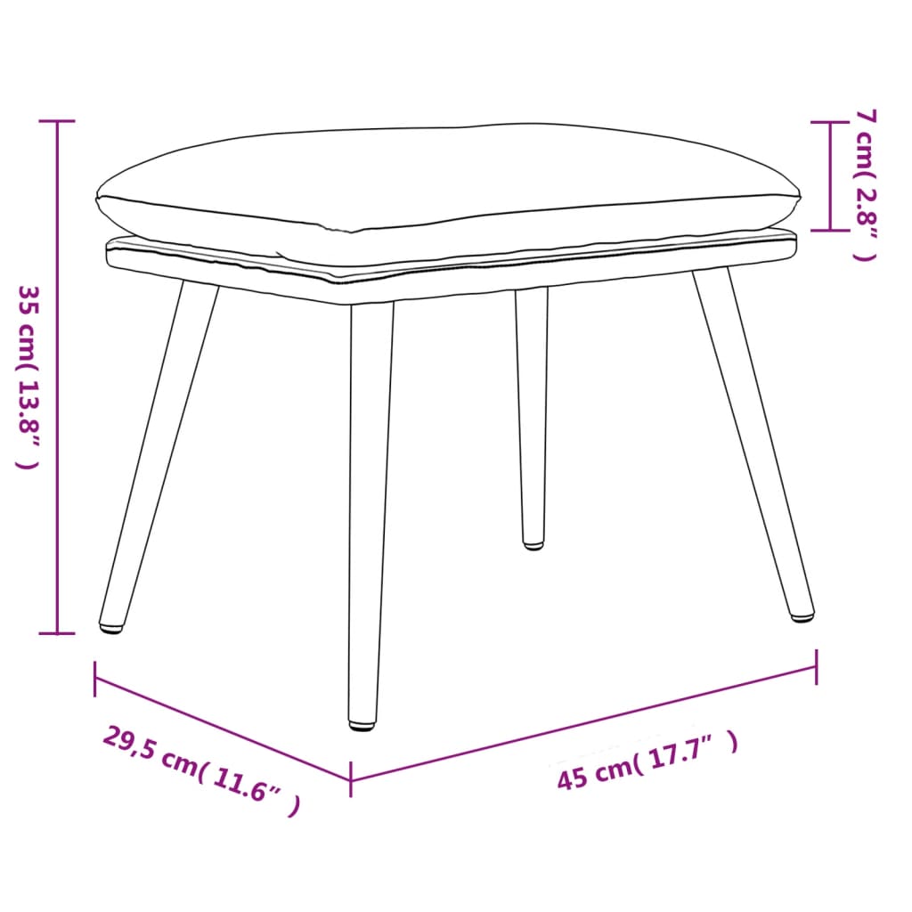 vidaXL Podnožka krémová 45x29,5x35 cm látka a umelá koža