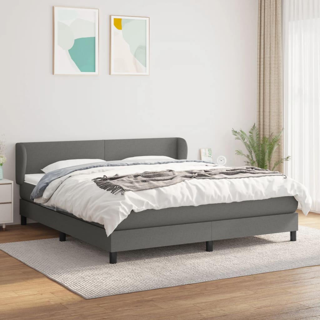 vidaXL Boxspring posteľ s matracom tmavosivá 180x200 cm látka