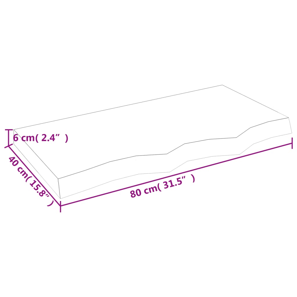 vidaXL Stolová doska 80x40x(2-6) cm neošetrený dubový masív