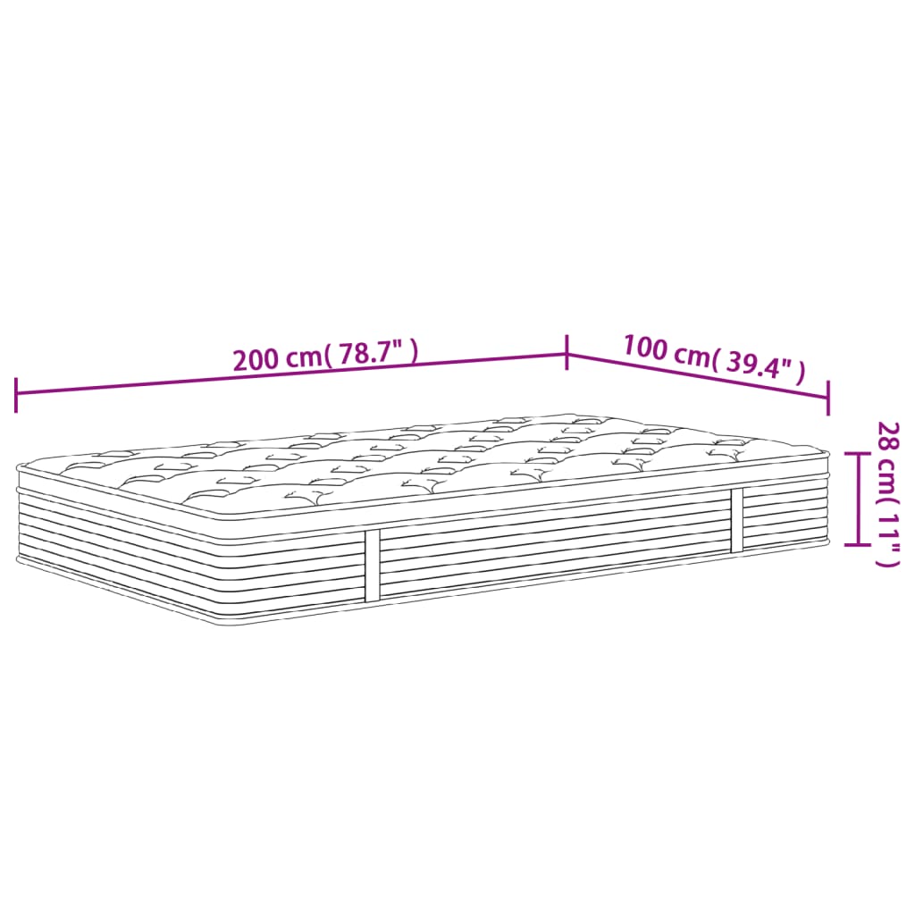 vidaXL Taštičkový pružinový matrac stredne tvrdý plus 100x200 cm