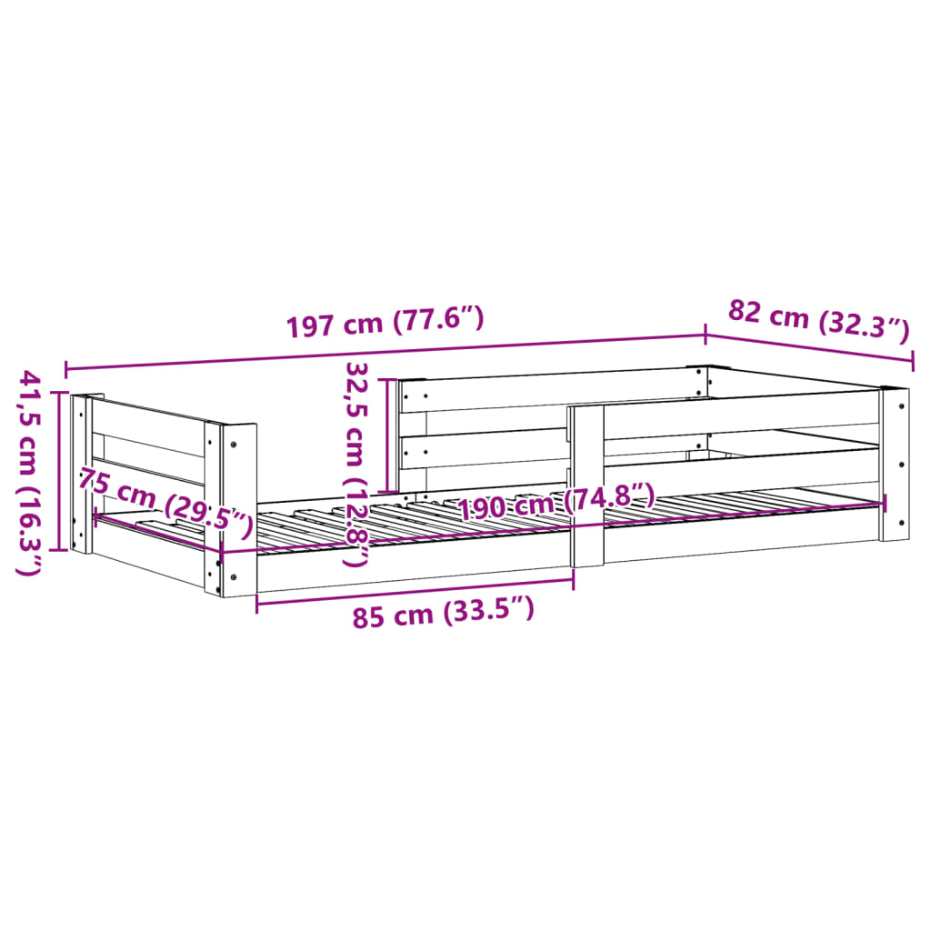 vidaXL Posteľ bez matraca biela 75x190 cm masívna borovica