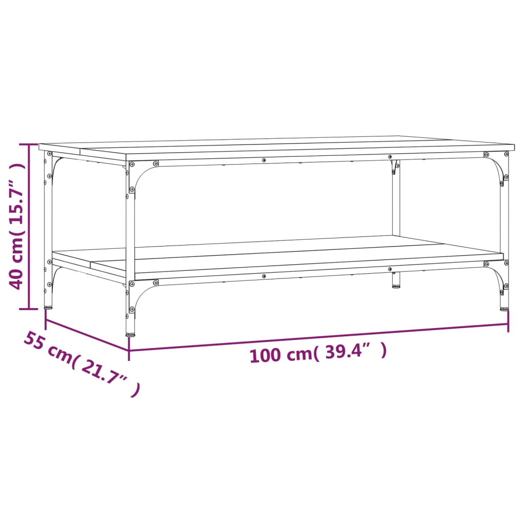 vidaXL Konferenčný stolík dymový dub 100x55x40 cm kompozitné drevo