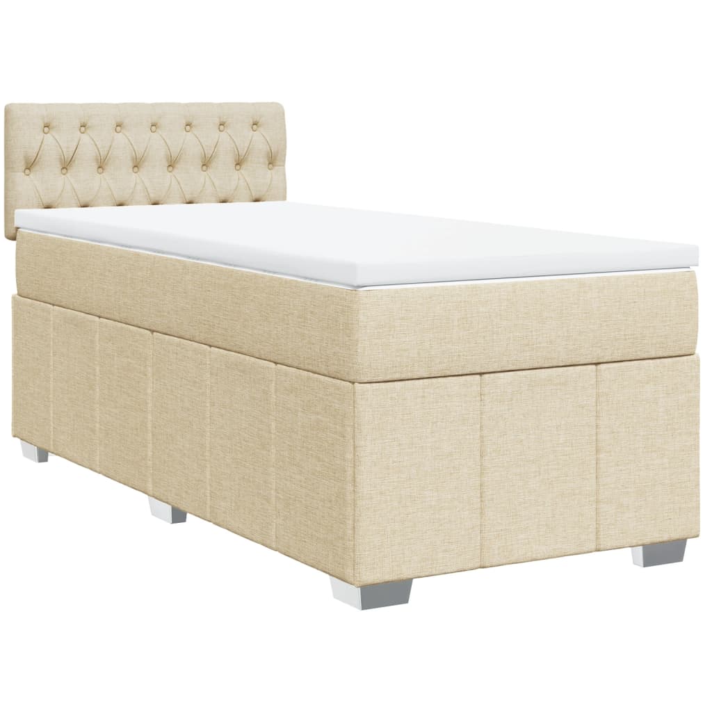 vidaXL Boxspring posteľ s matracom krémová 100x200 cm látka