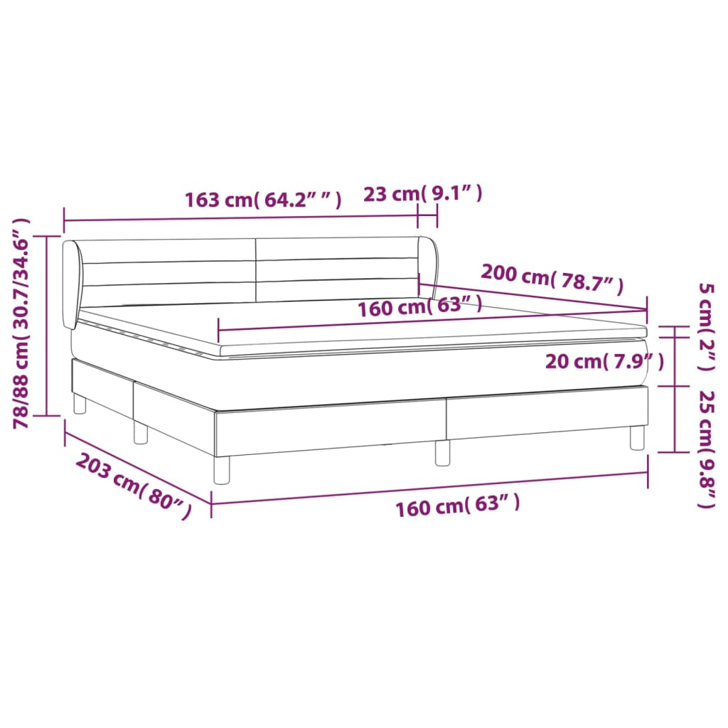 vidaXL Posteľný rám boxsping s matracom tmavomodrý 160x200 cm zamat