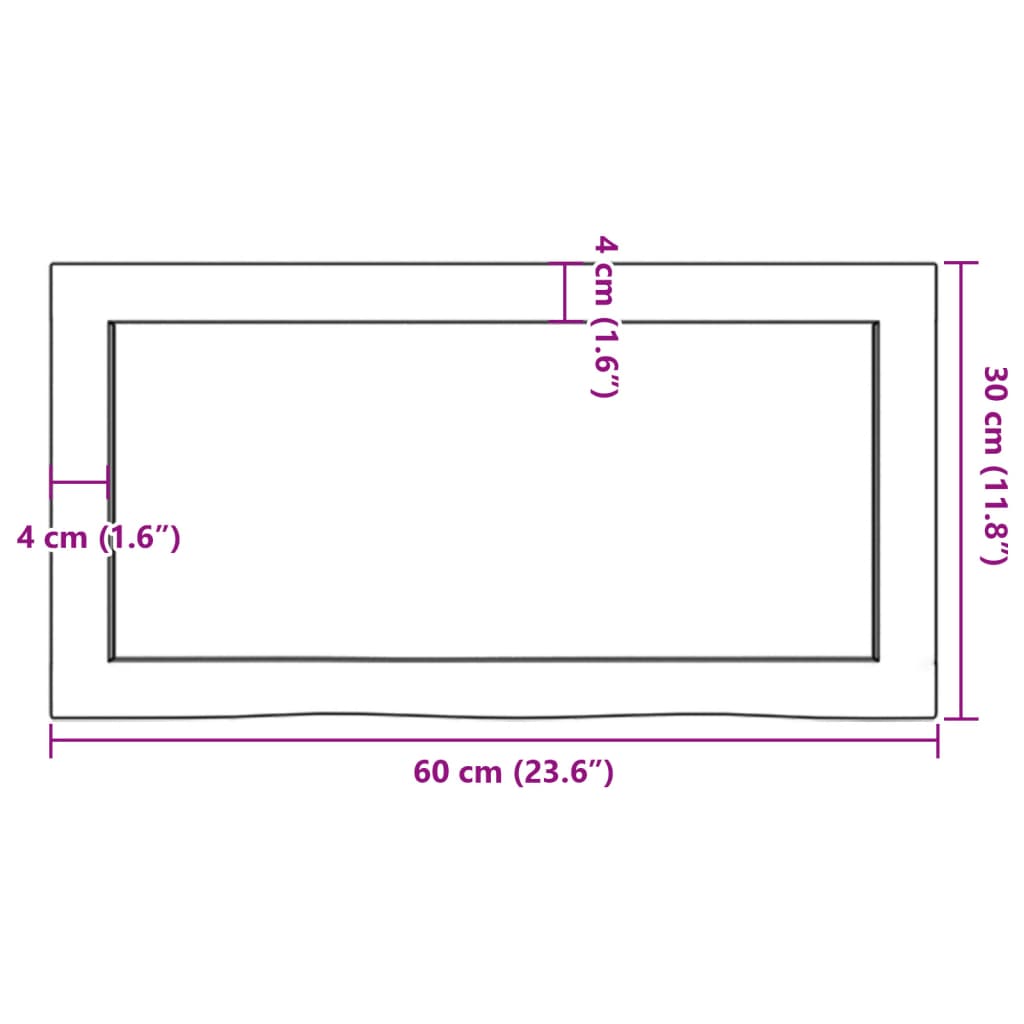 vidaXL Kúpeľňová doska 60x30x(2-6) cm neošetrený masív