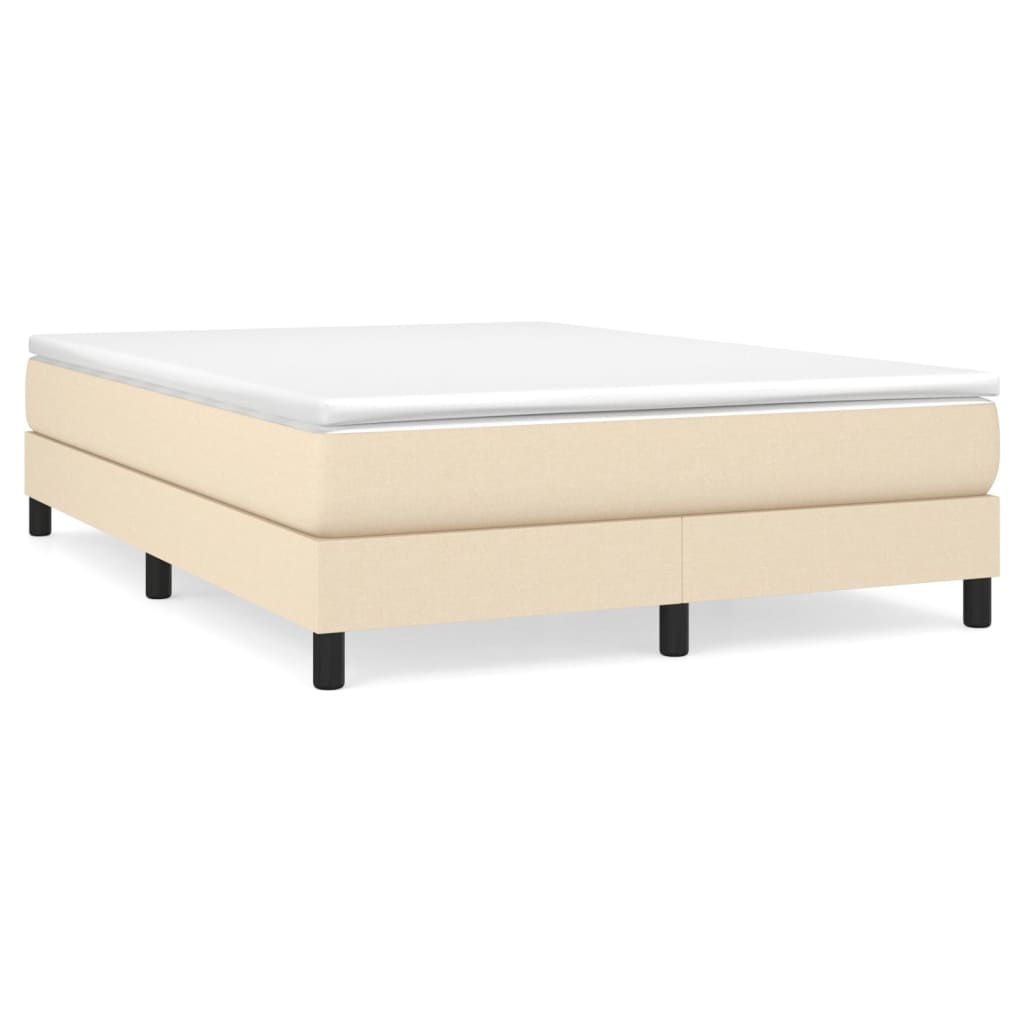 vidaXL Posteľný rám boxspring s matracom krémový 140x200 cm látka