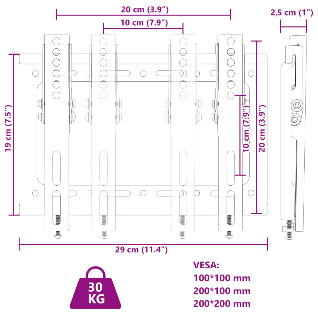 vidaXL Nástenný držiak na TV 14-42-palcov Max VESA 200x200 mm 30 kg