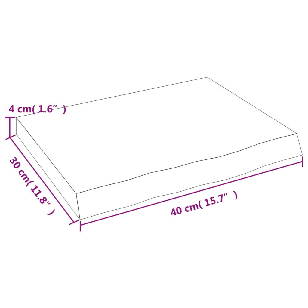 vidaXL Kúpeľňová doska tmavohnedá 40x30x(2-4) cm ošetrený masív