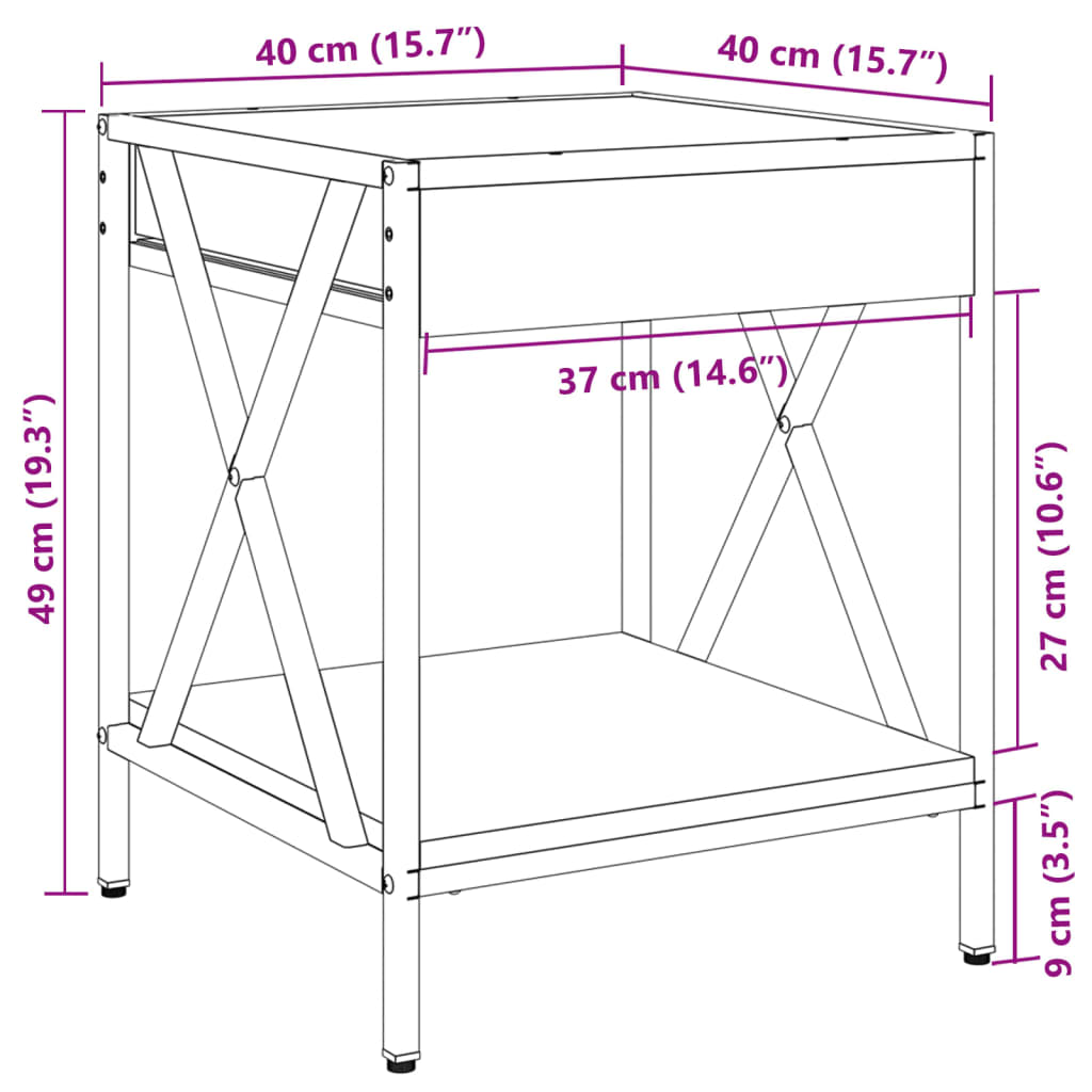 vidaXL Konferenčný stolík s nekonečnými LED hnedý dub 40x40x49 cm