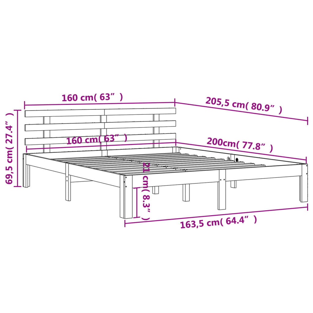 vidaXL Posteľ bez matraca voskovo hnedá 160x200 cm masívna borovica