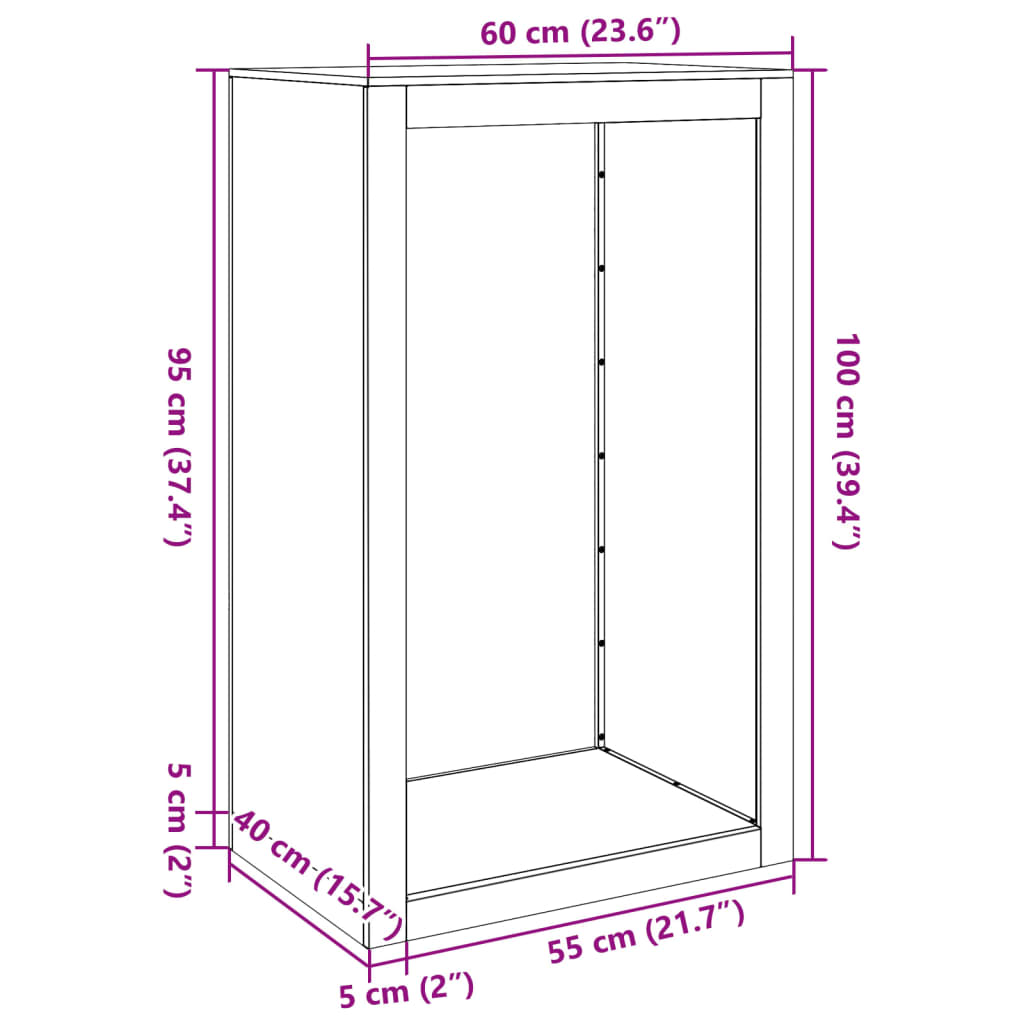 vidaXL Regál na krbové drevo 60x40x100 cm, pozinkovaná oceľ