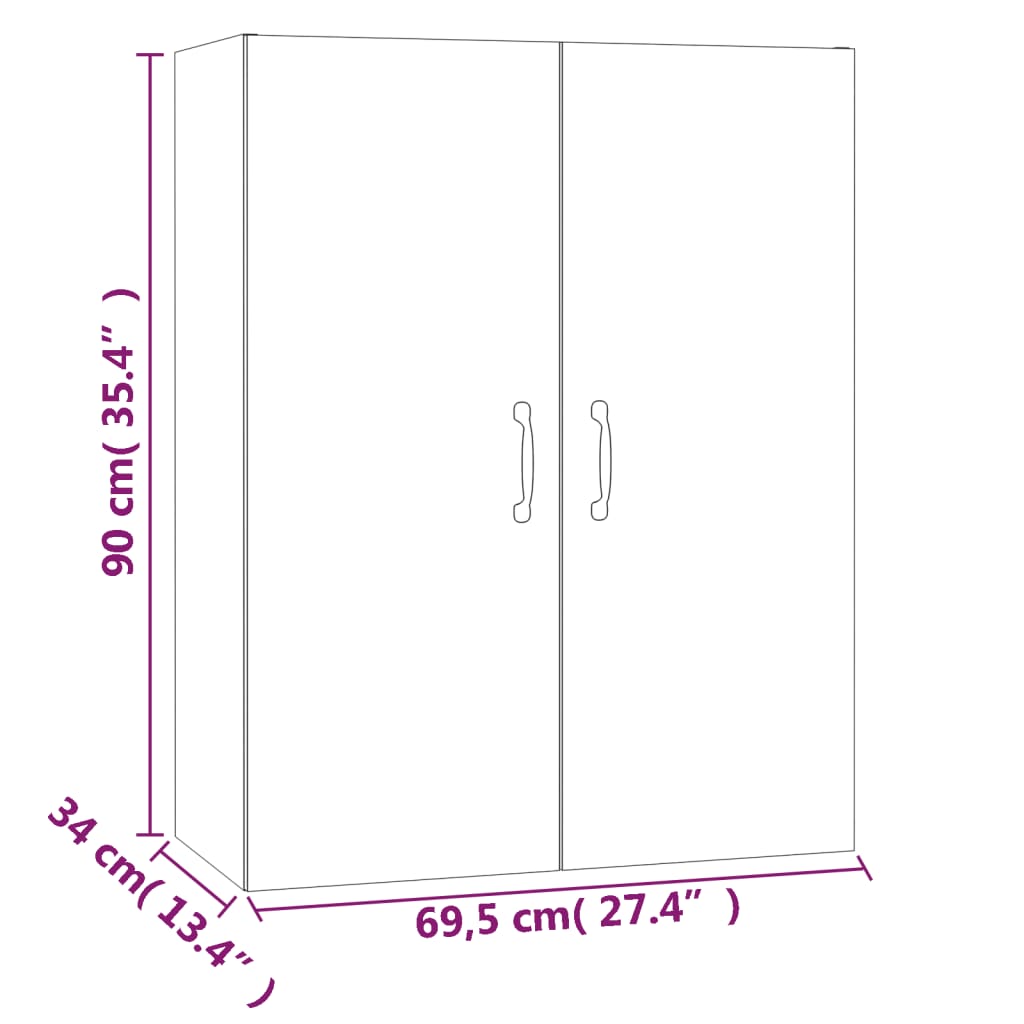 vidaXL Závesná skrinka biela 69,5x34x90 cm spracované drevo
