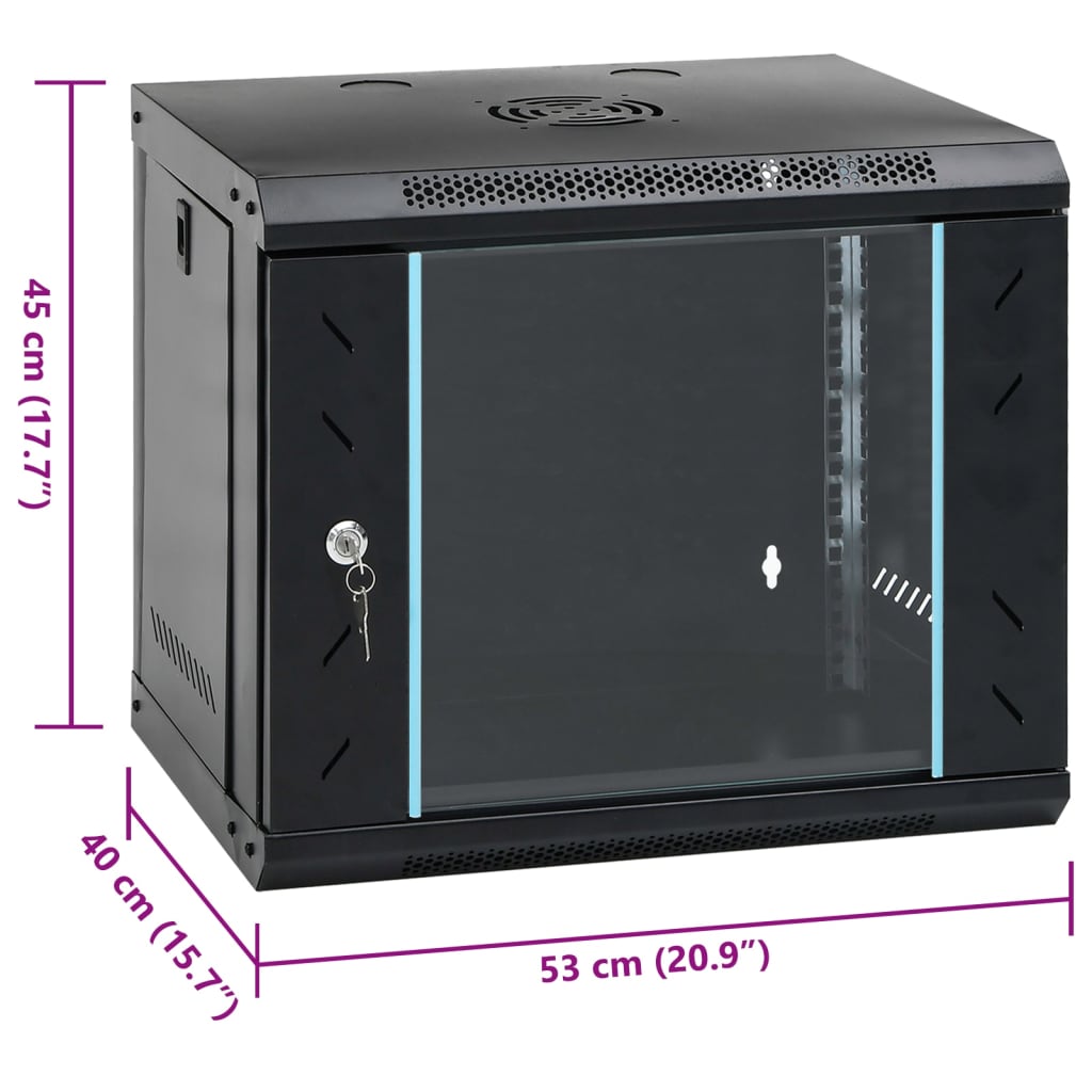 vidaXL 6U Nástenná serverová skriňa 19" IP20 53x40x45 cm