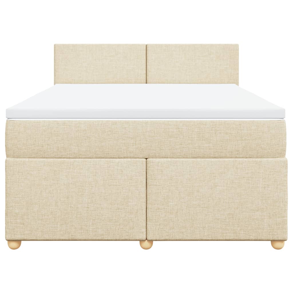 vidaXL Posteľný rám boxspring s matracom krémový 160x200 cm látka