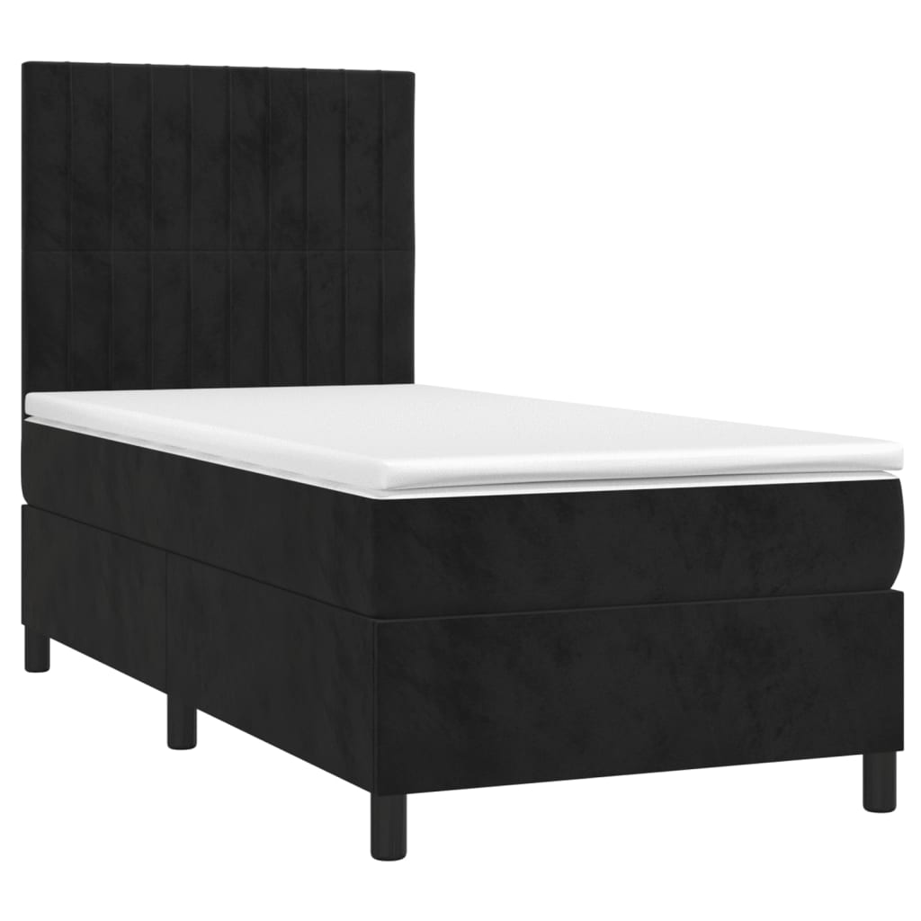 vidaXL Posteľný rám boxspring s matracom čierny 90x190 cm zamat