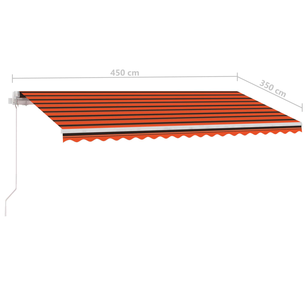 vidaXL Voľne stojaca ručne zaťahovacia markíza 450x350cm oranžovohnedá