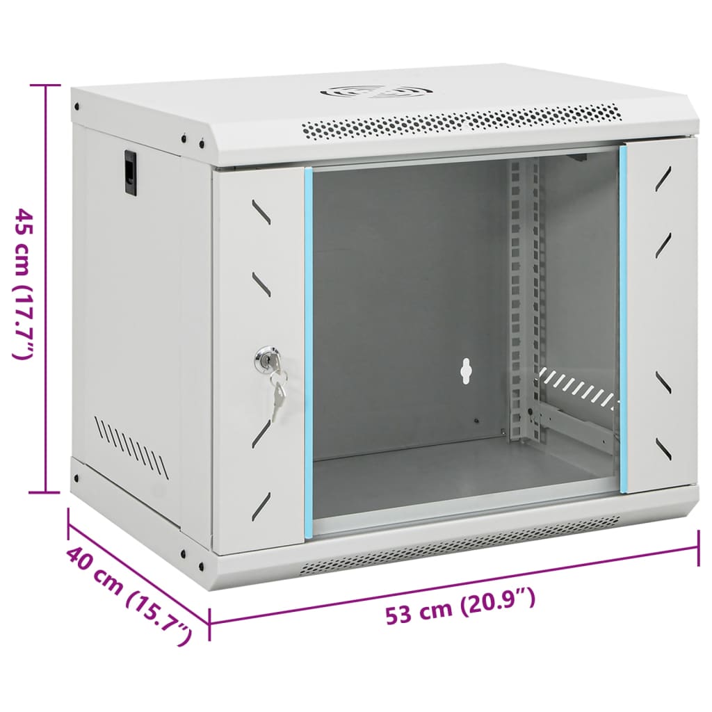 vidaXL 6U Nástenná serverová skriňa 19" IP20 53x40x45 cm