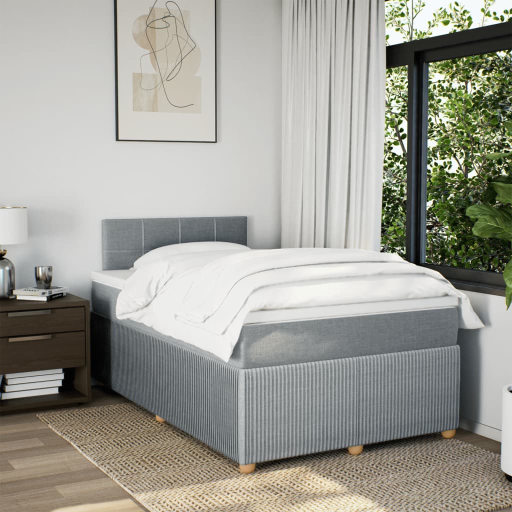 vidaXL Boxspring posteľ s matracom bledosivá 120x190 cm látka