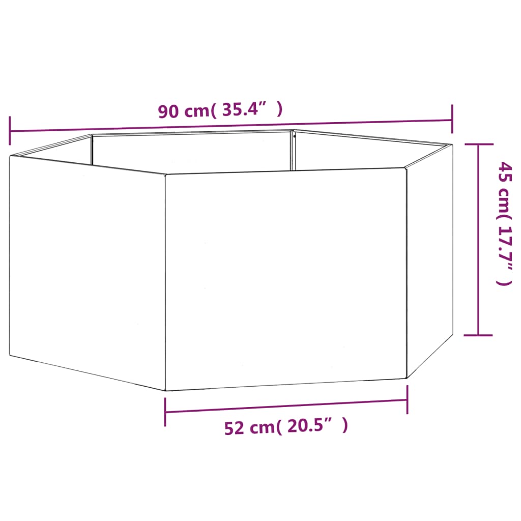 vidaXL Kvetináč, hrdzavý 90x90x45 cm, cortenová oceľ