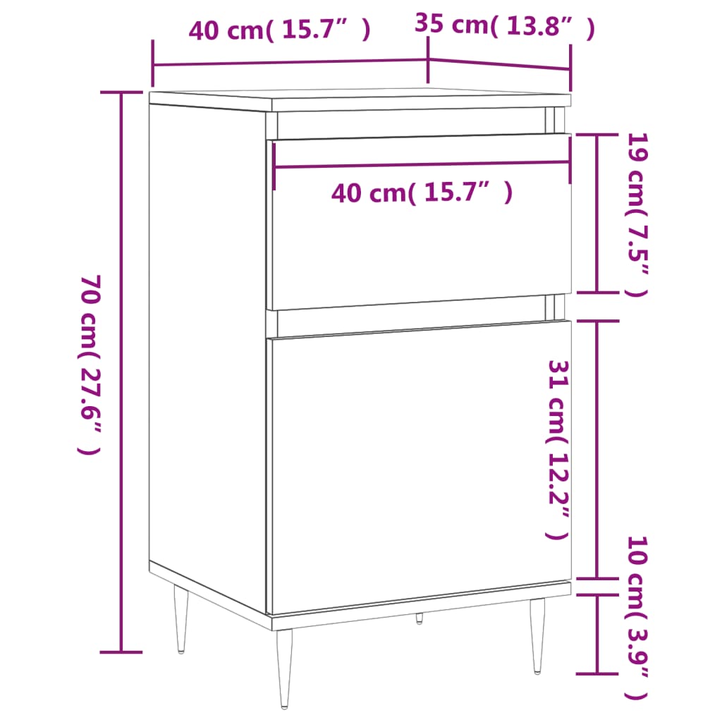 vidaXL Komoda sivá sonoma 40x35x70 cm kompozitné drevo