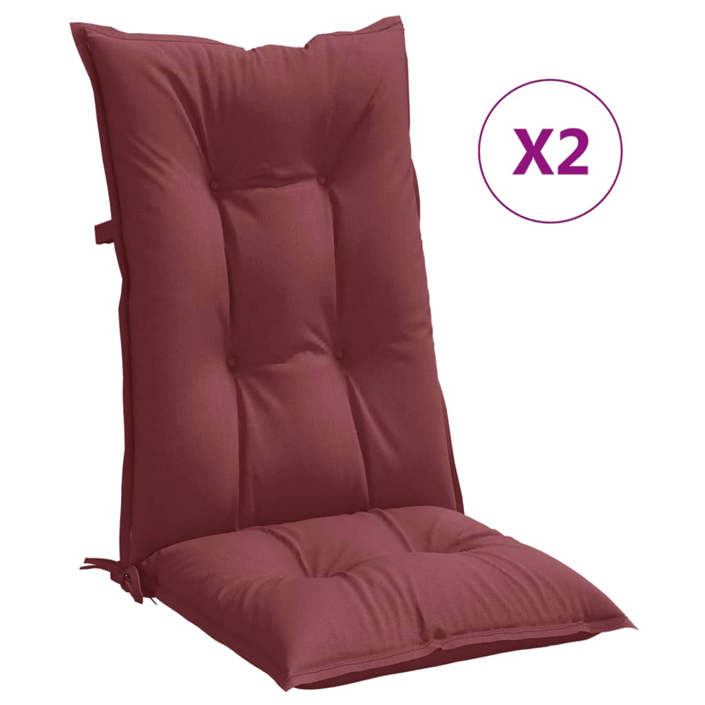 vidaXL Vankúše na stoličky 2 ks vínovočervená melanž 120x50x7 cm látka