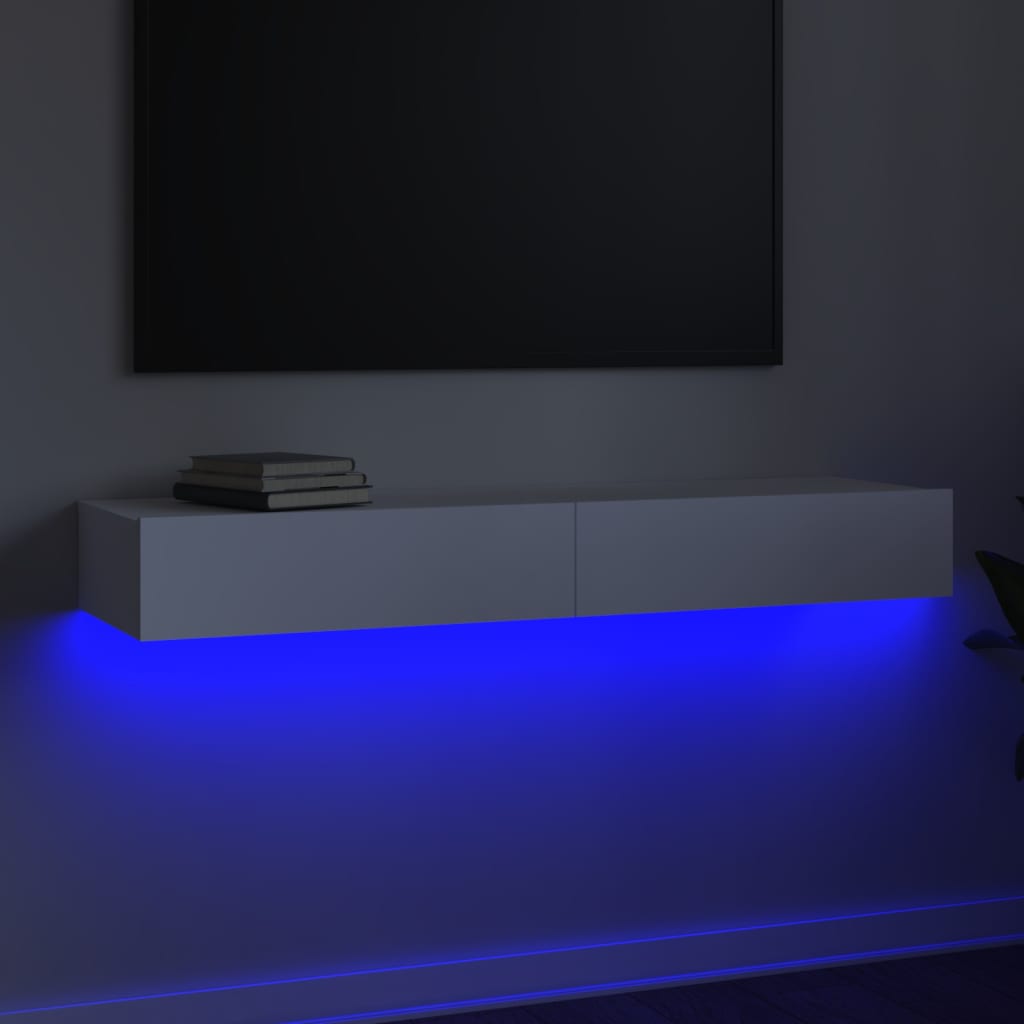 vidaXL TV skrinka s LED svetlami biela 120x35x15,5 cm