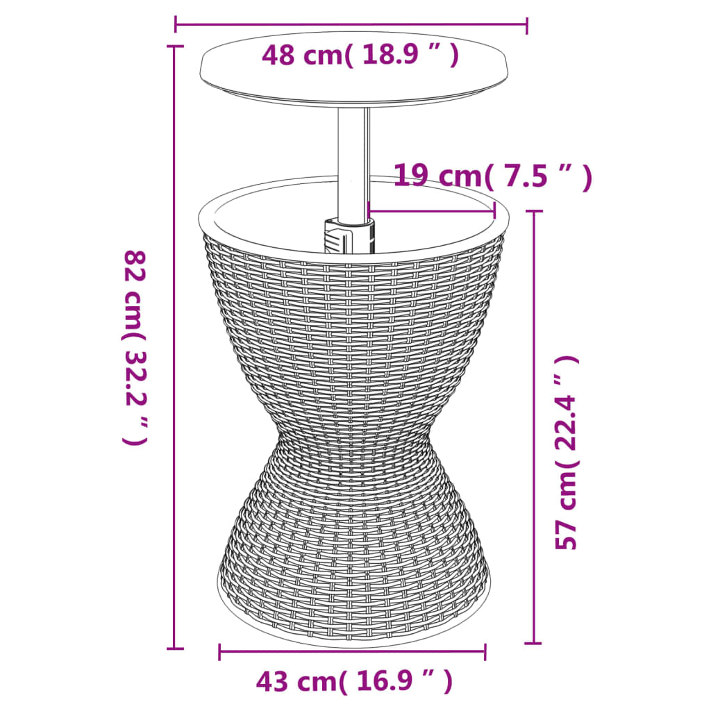 vidaXL 3-v-1 ľadový chladiaci stôl čierny polypropylén