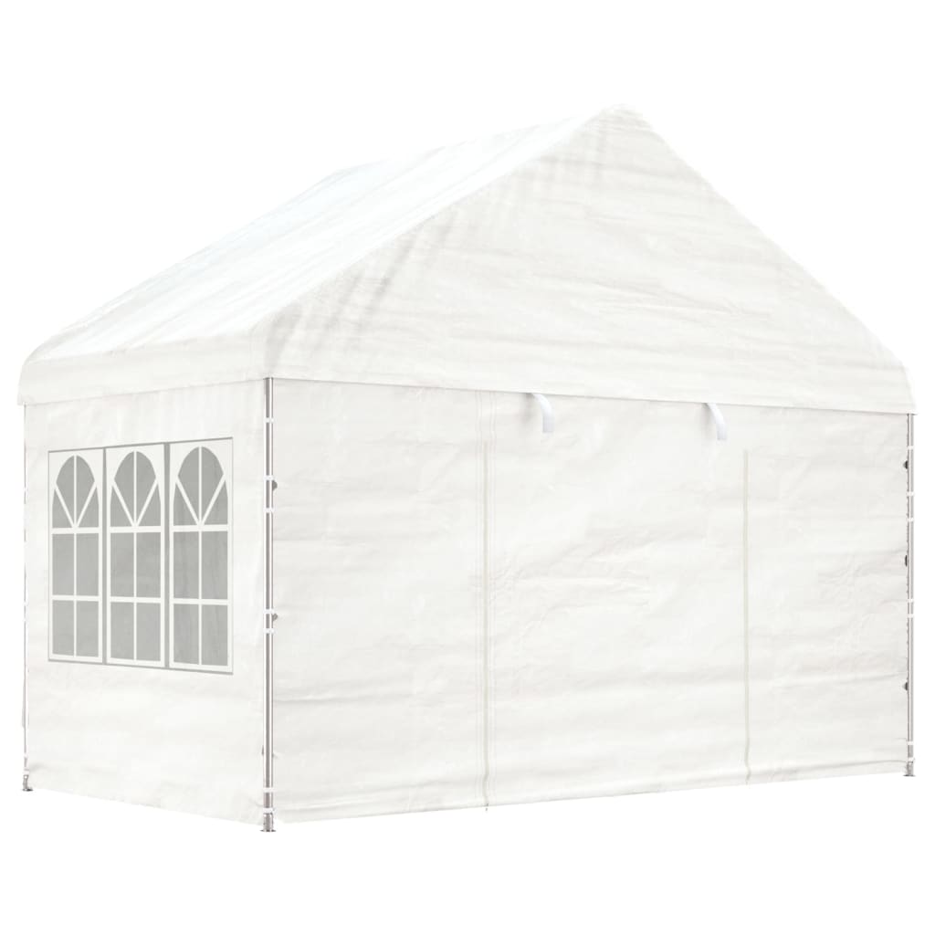 vidaXL Altánok so strechou, biely 13,38x4,08x3,22 m, polyetylén