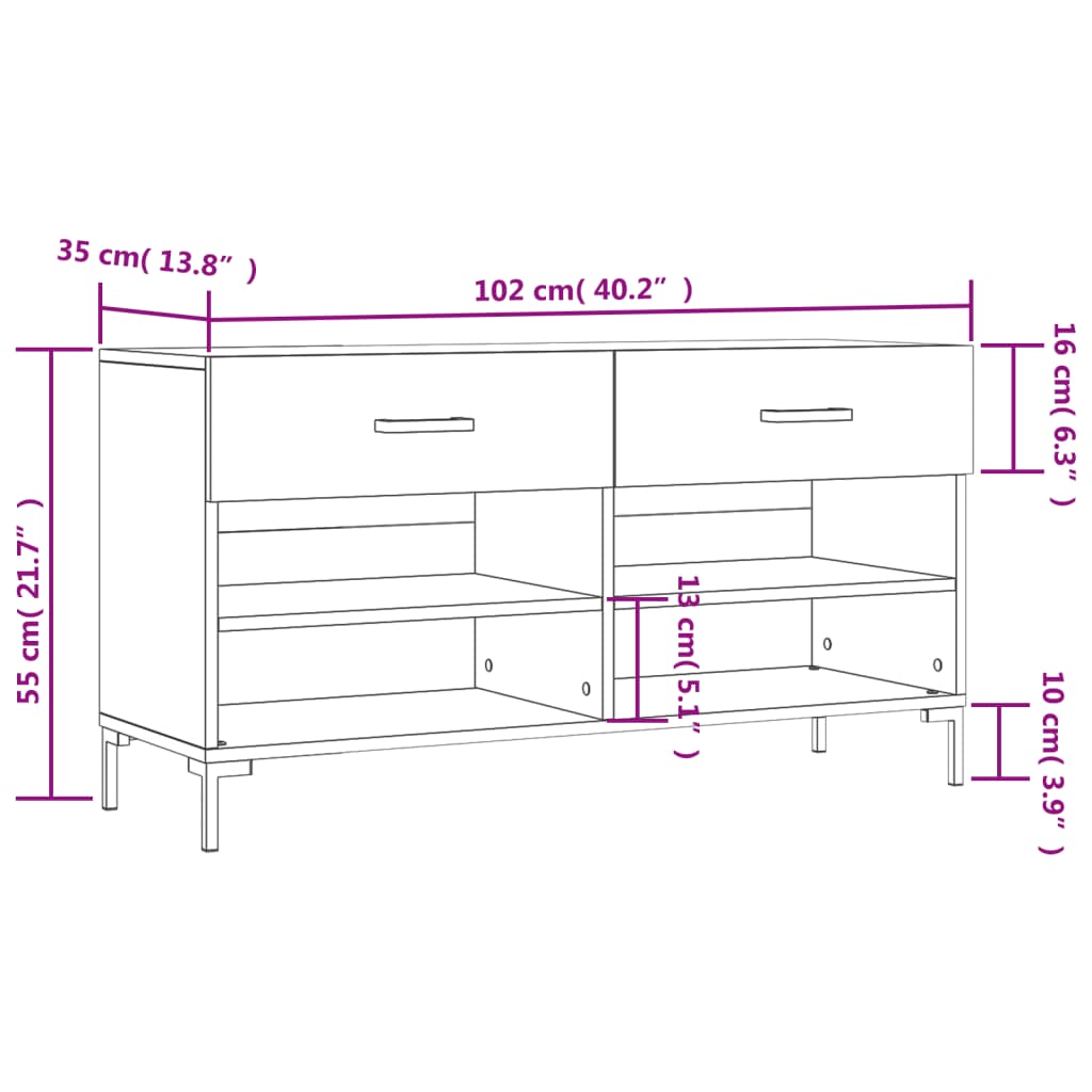 vidaXL Lavička na topánky, lesklá biela 102x35x55 cm, kompozitné drevo