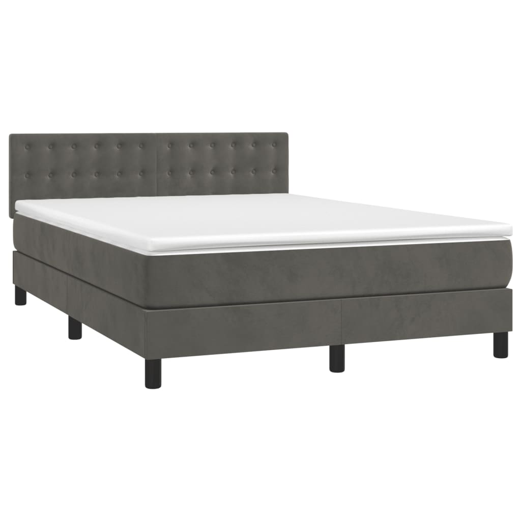 vidaXL Posteľný rám boxspring s matracom tmavosivý 140x200 cm zamat