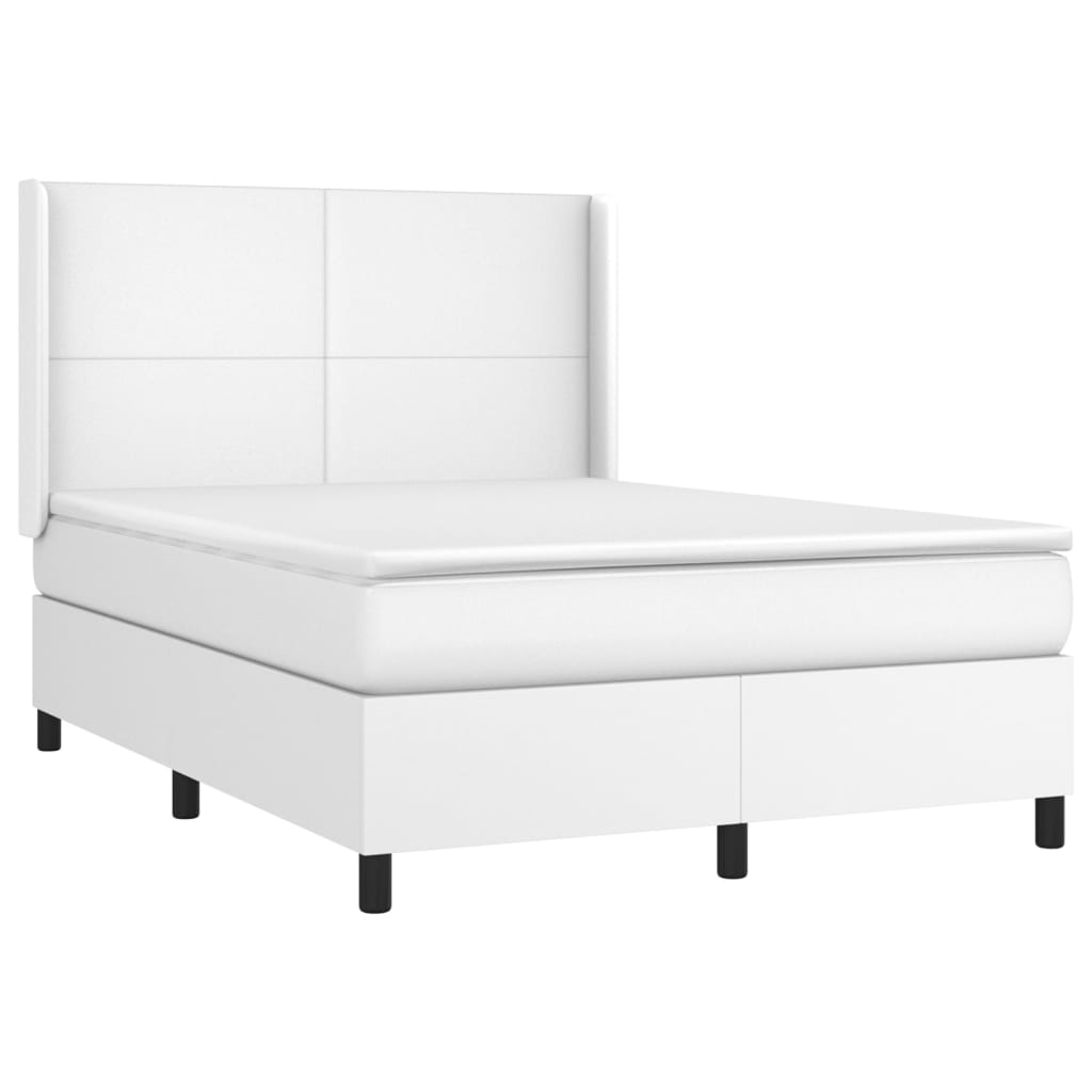 vidaXL Boxspring posteľ s matracom a LED biela 140x200 cm umelá koža