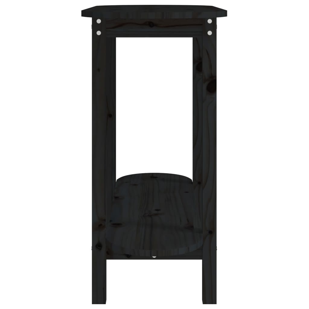 vidaXL Konzolový stolík čierny 110x40x80 cm masívne borovicové drevo