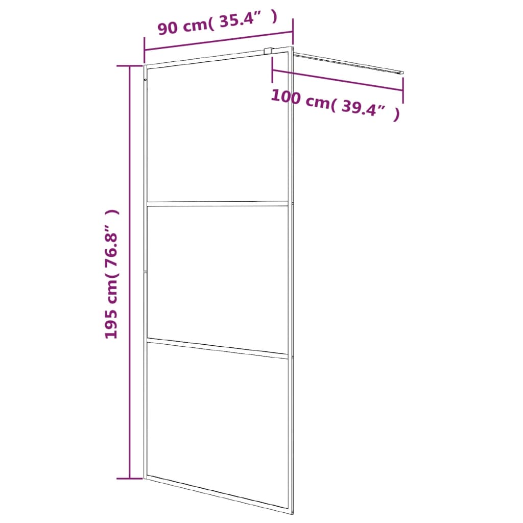 vidaXL Sprchová zástena čierna 90x195 cm priehľadné ESG sklo