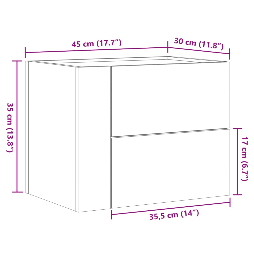 vidaXL Nástenné nočné stolíky 2 ks biele 45x30x35 cm