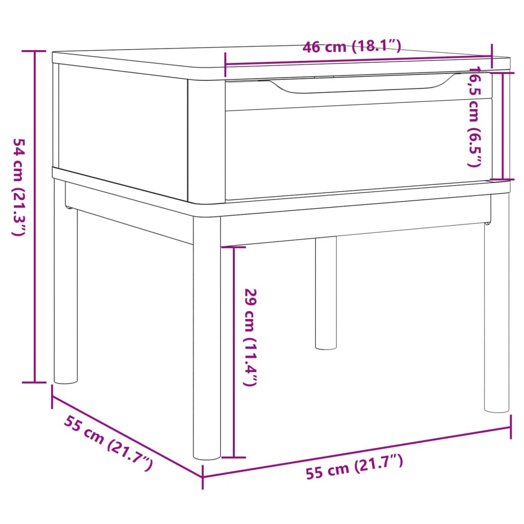 vidaXL Stolík na lampu FLORO voskovo hnedý 55x55x54cm masívna borovica