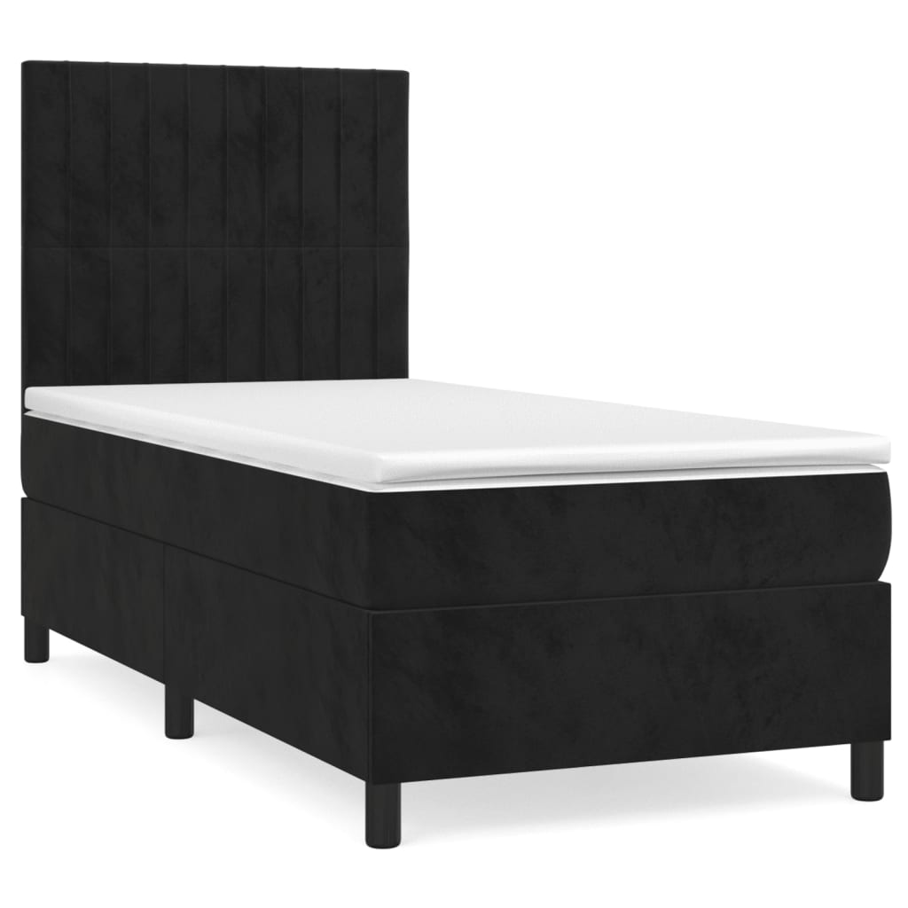 vidaXL Posteľný rám boxspring s matracom čierny 90x190 cm zamat