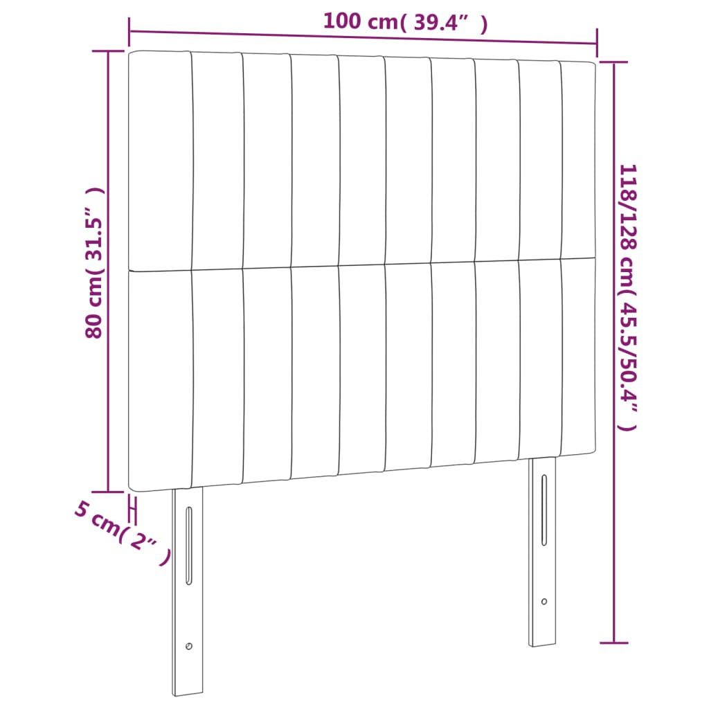 vidaXL Čelo postele s LED ružové 100x5x118/128 cm zamat